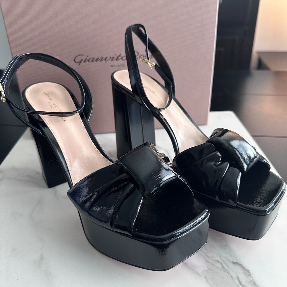 GIANVITO ROSSI PARADI 70 PLATFORM LEATHER SANDALS EU 41 MSRP: $995